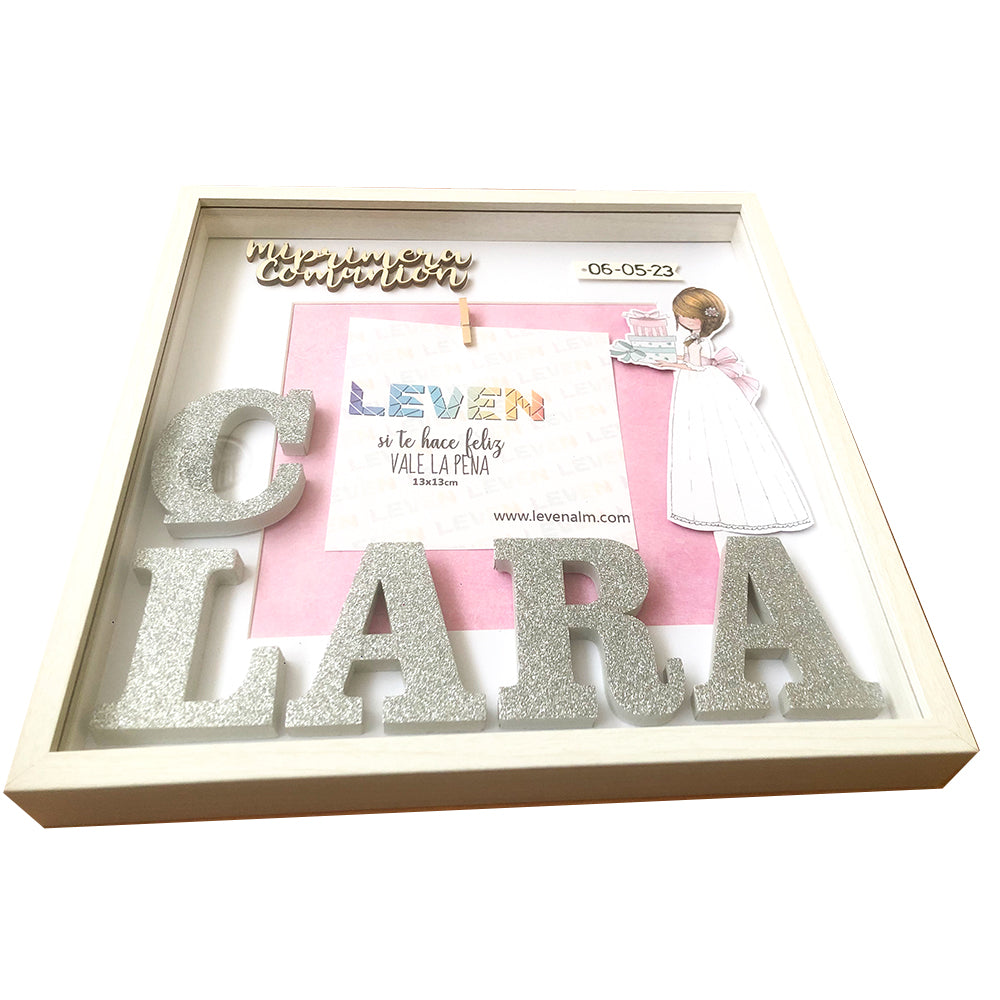 Marco personalizado Mi primera comunión 30x30 niña tipo 2