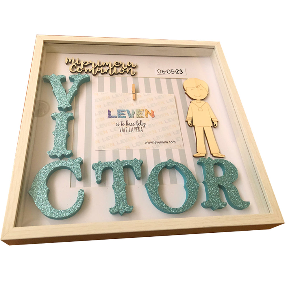 Marco personalizado Mi primera comunión 30x30 niño tipo 2