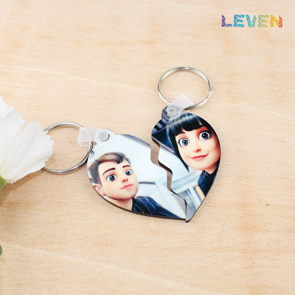 Llaveros personalizados Corazón partido 1 Cara