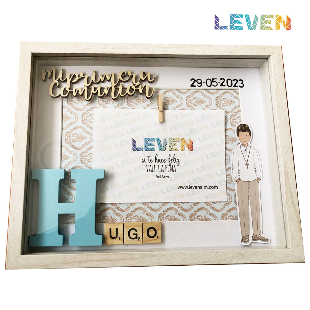 Marco personalizado Mi primera comunión 20x25 niño tipo 3