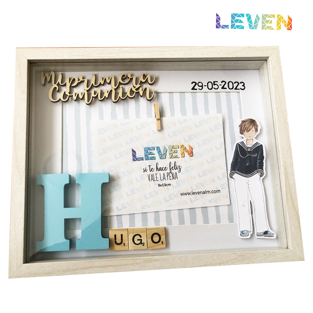 Marco personalizado Mi primera comunión 20x25 niño tipo 2
