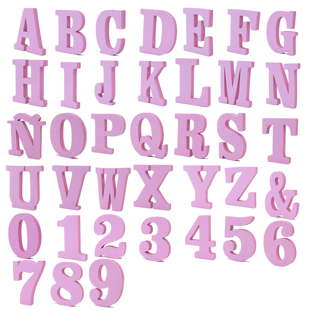Abecedario Completo y números 7.5cm Rosa