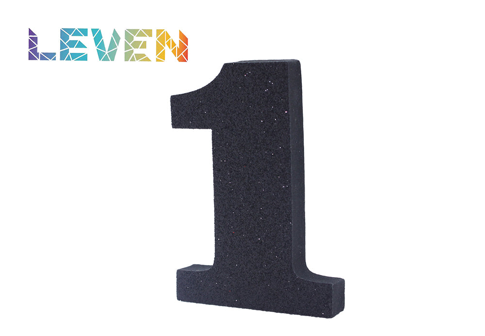 Letras decorativas 7.5cm Negro purpurina 1