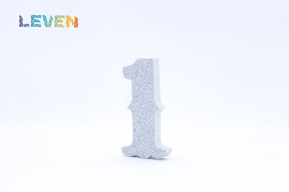 Letras decorativas 7cm Plata purpurina 1