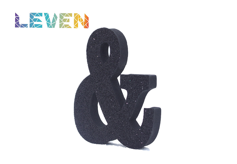 Letras decorativas 7.5cm Negro purpurina &