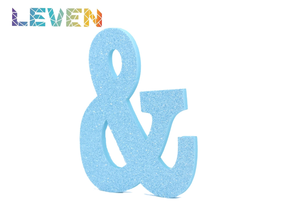 Letras decorativas 15-20cm Celeste purpurina &