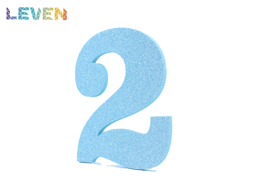 Letras decorativas 15-20cm Celeste purpurina 2