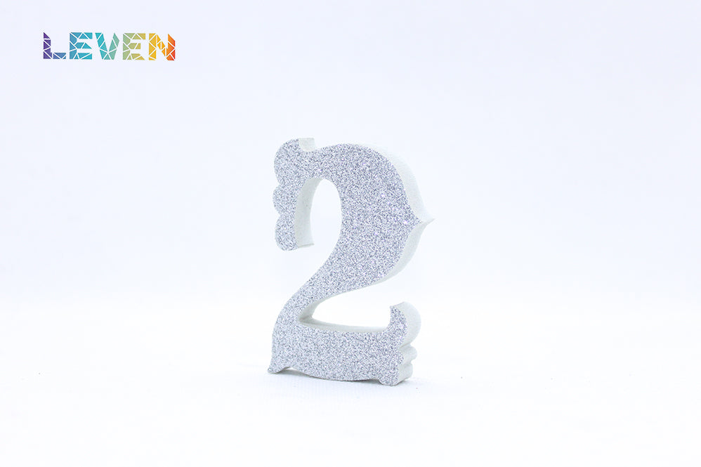Letras decorativas 7cm Plata purpurina 2