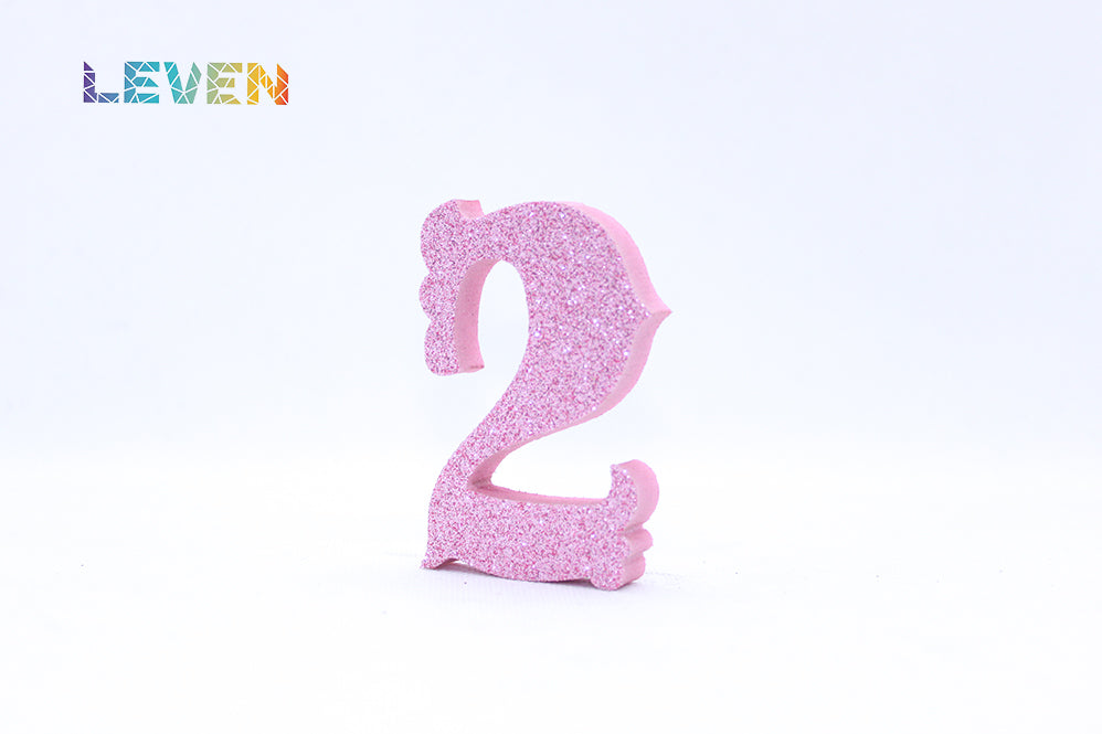 Letras decorativas 7cm Rosa purpurina 2