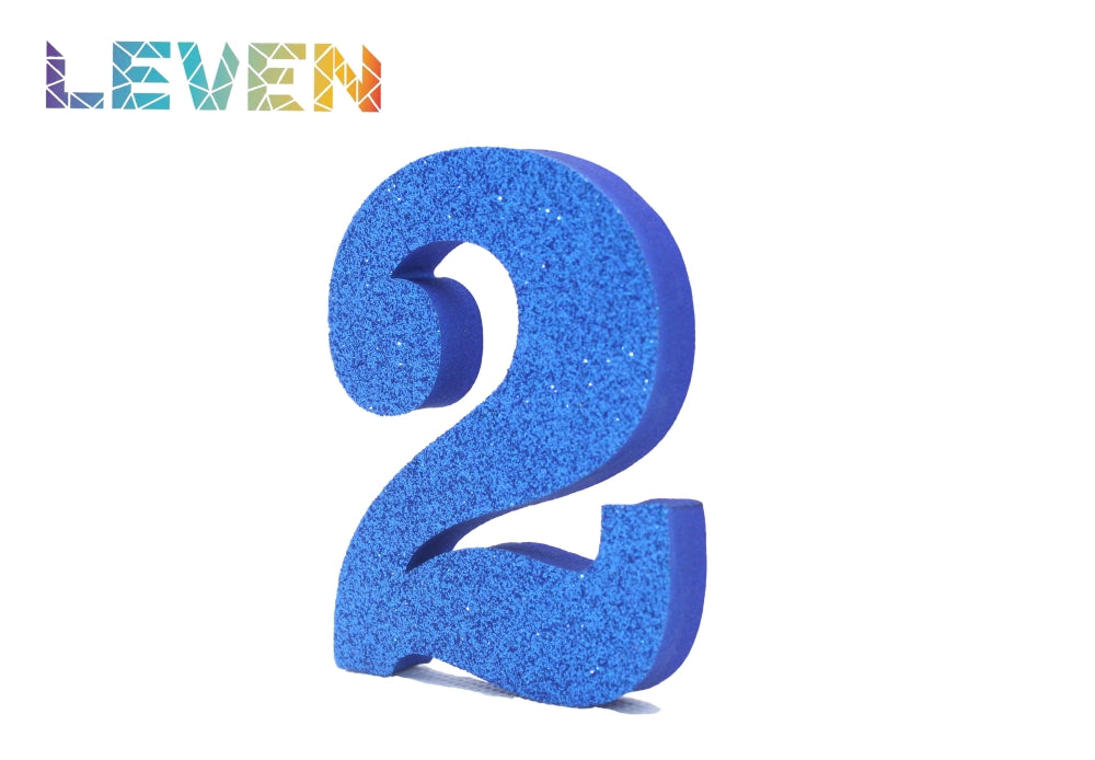 Letras decorativas 7.5cm Azul purpurina 2