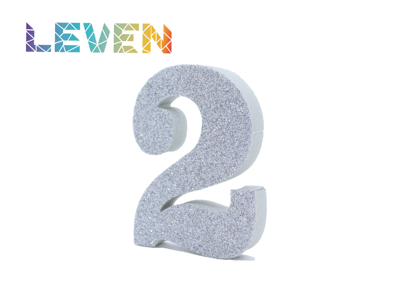 Letras decorativas 7.5cm Plata purpurina 2