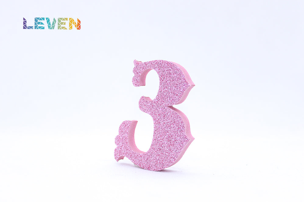 Letras decorativas 7cm Rosa purpurina 3