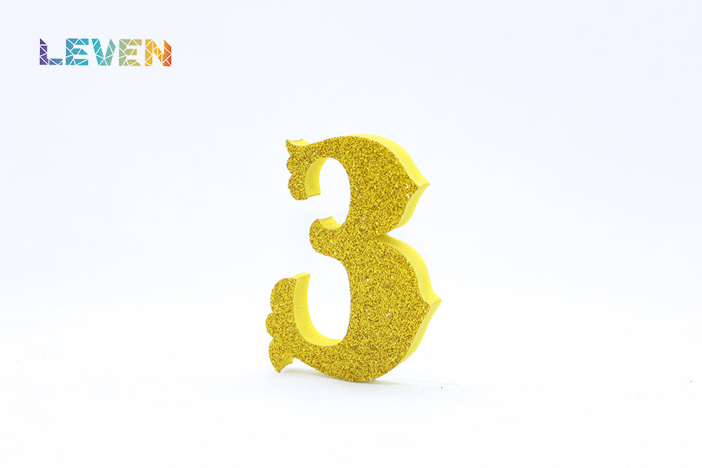 Letras decorativas 7cm Oro purpurina 3