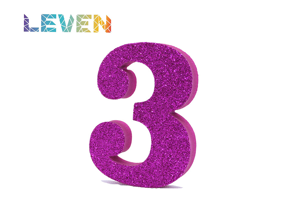 Letras decorativas 7.5cm Fucsia purpurina 3