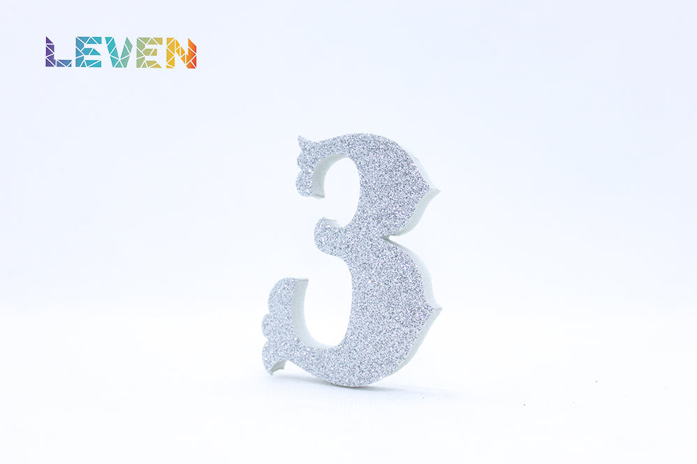 Letras decorativas 7cm Plata purpurina 3