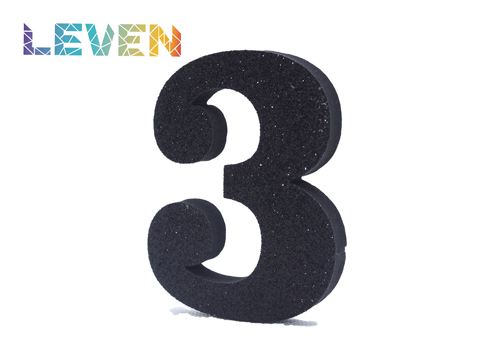 Letras decorativas 7.5cm Negro purpurina 3