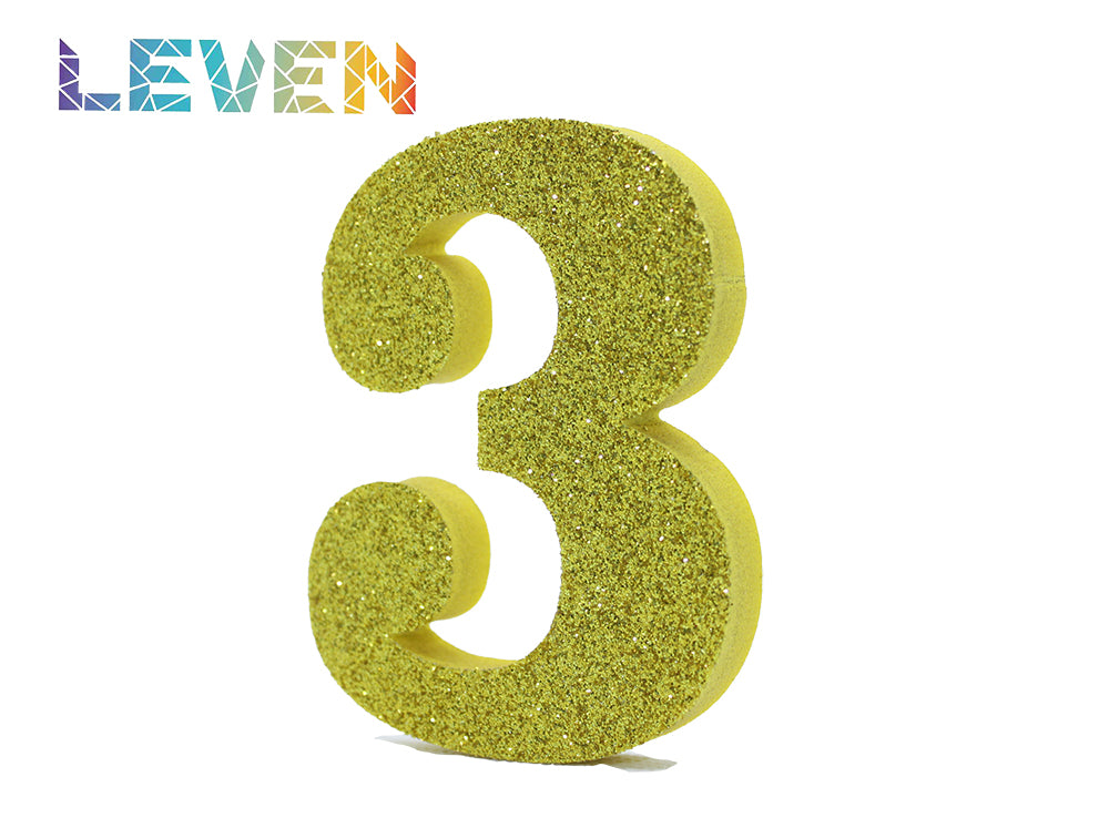 Letras decorativas 7.5cm Oro purpurina 3