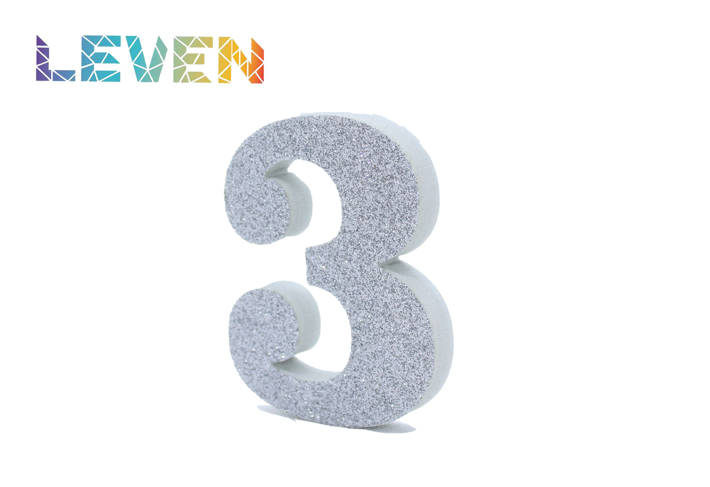 Letras decorativas 7.5cm Plata purpurina 3