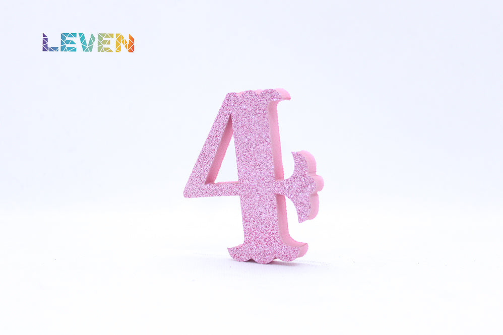 Letras decorativas 7cm Rosa purpurina 4