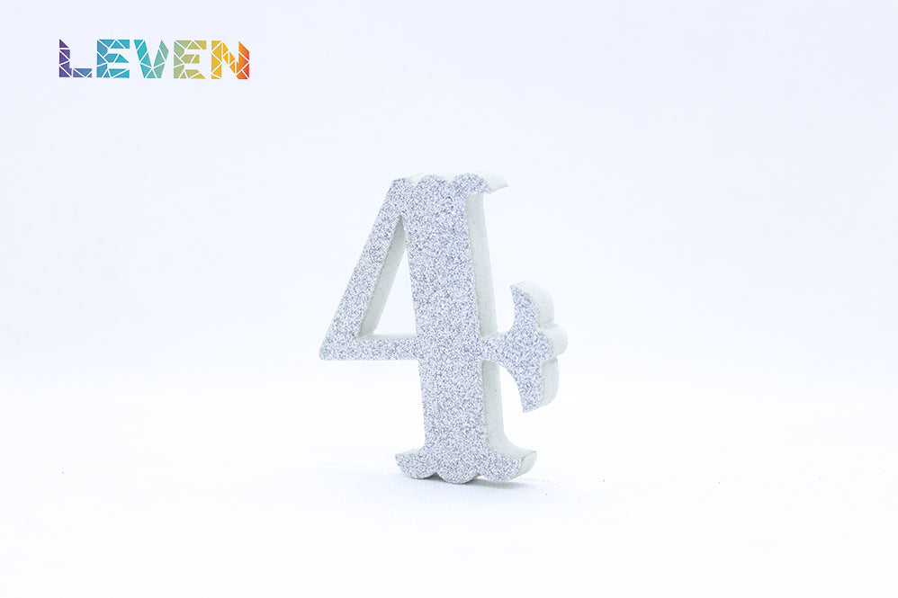 Letras decorativas 7cm Plata purpurina 4