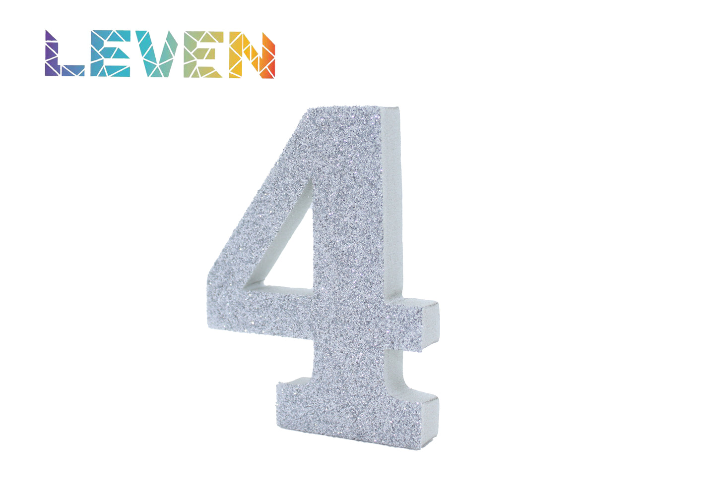 Letras decorativas 7.5cm Plata purpurina 4