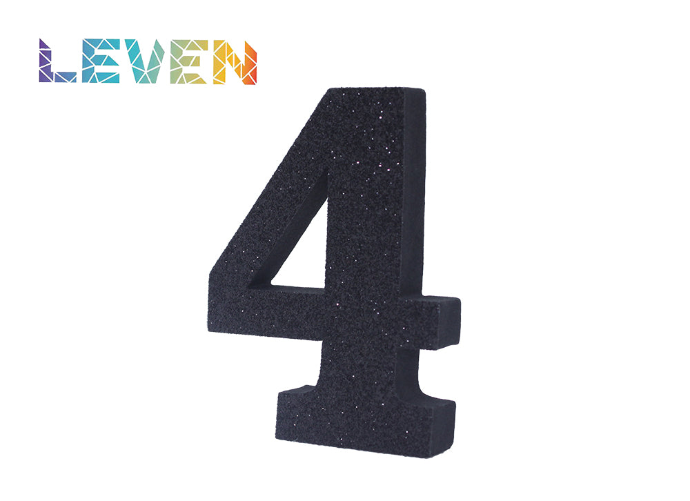Letras decorativas 7.5cm Negro purpurina 4