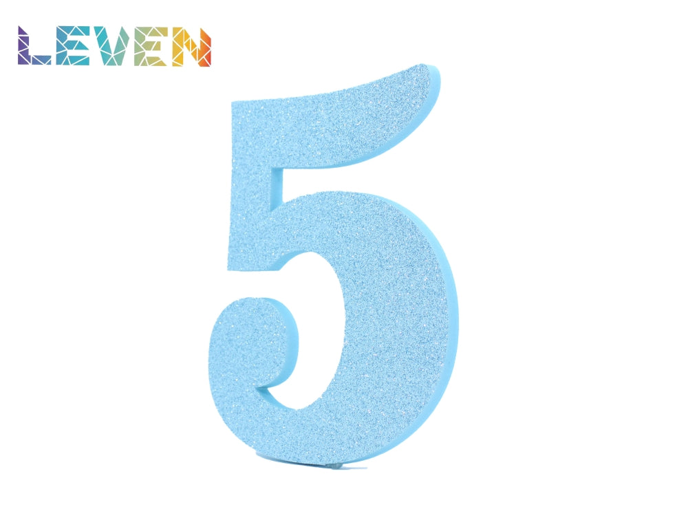 Letras decorativas 15-20cm Celeste purpurina 5