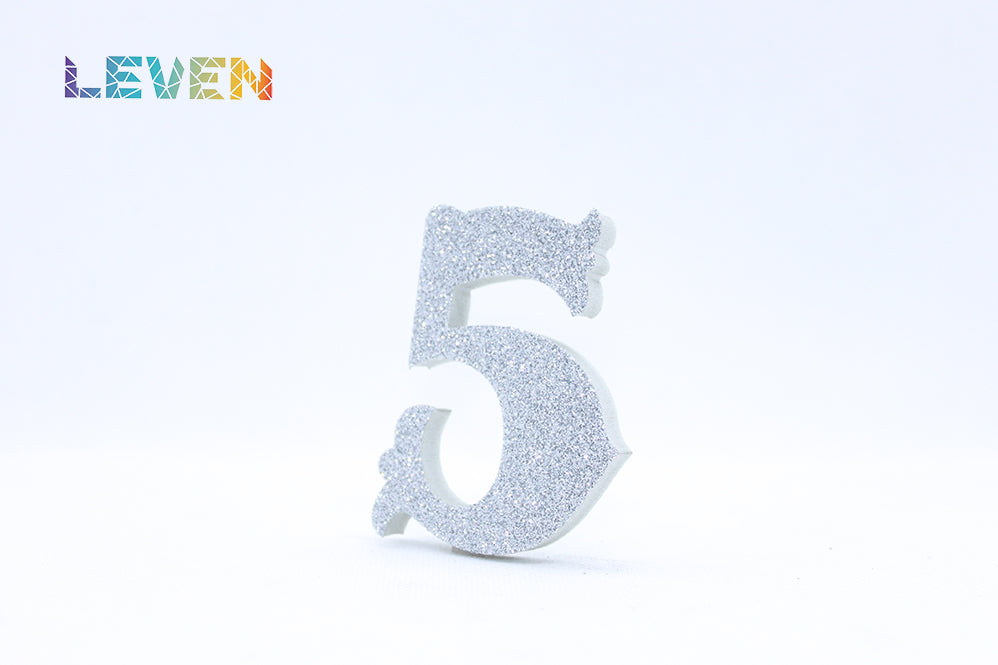 Letras decorativas 7cm Plata purpurina 5