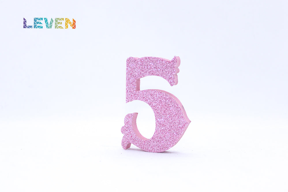 Letras decorativas 7cm Rosa purpurina 5