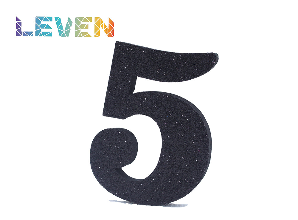 Letras decorativas 7.5cm Negro purpurina 5