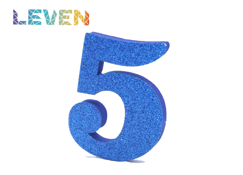 Letras decorativas 7.5cm Azul purpurina 5