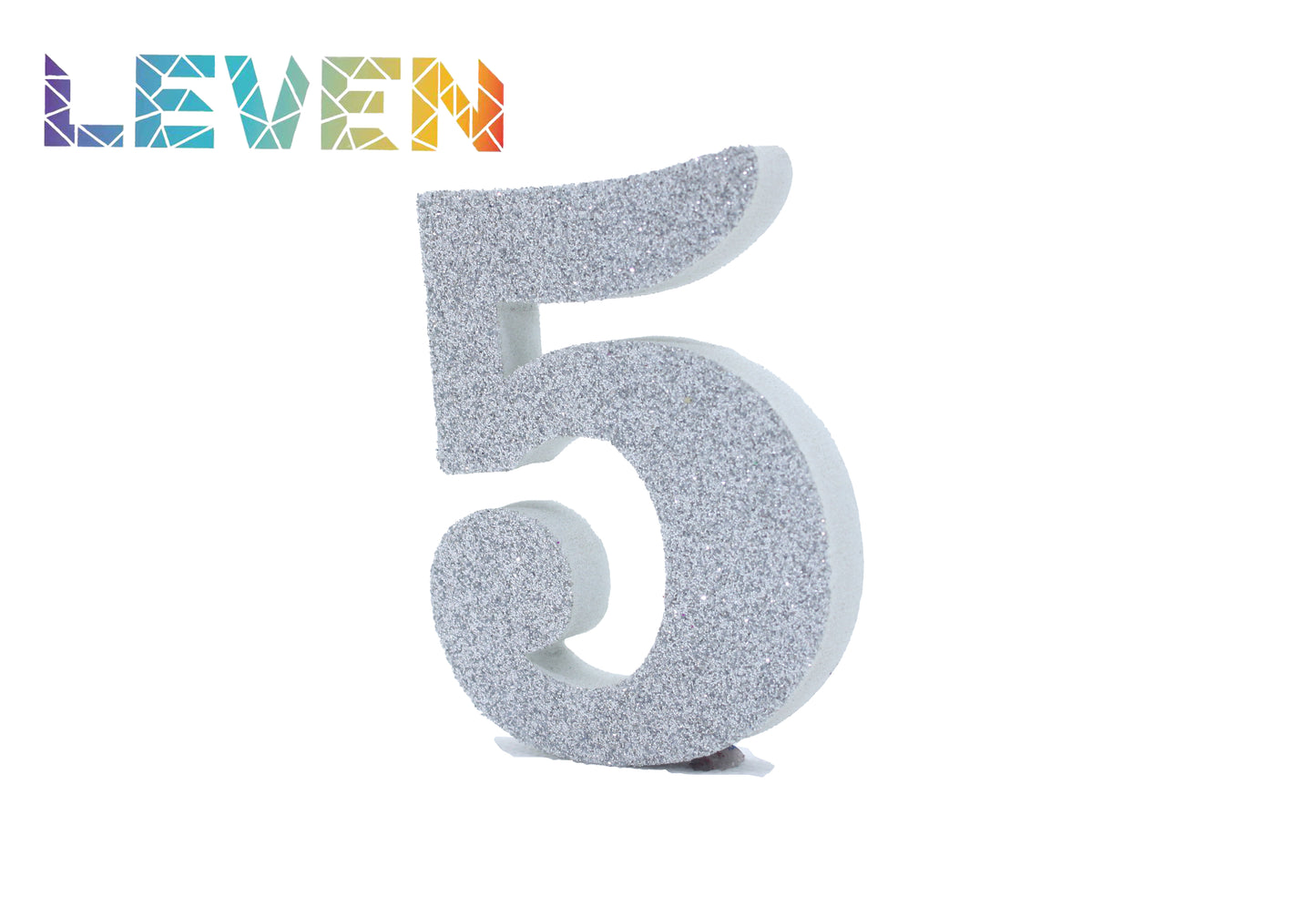 Letras decorativas 7.5cm Plata purpurina 5