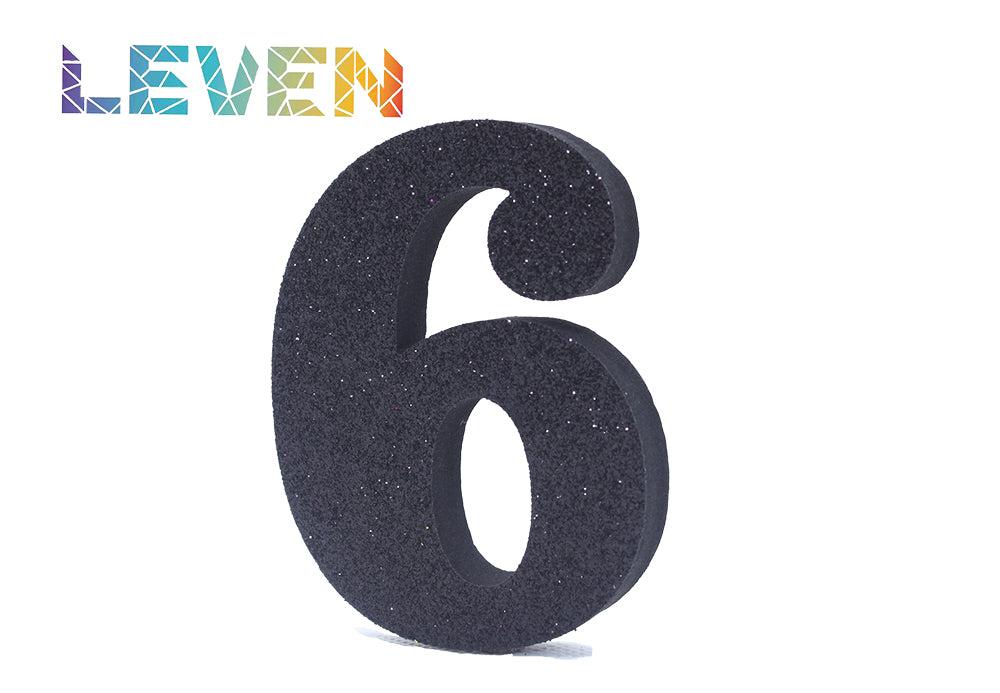 Letras decorativas 7.5cm Negro purpurina 6