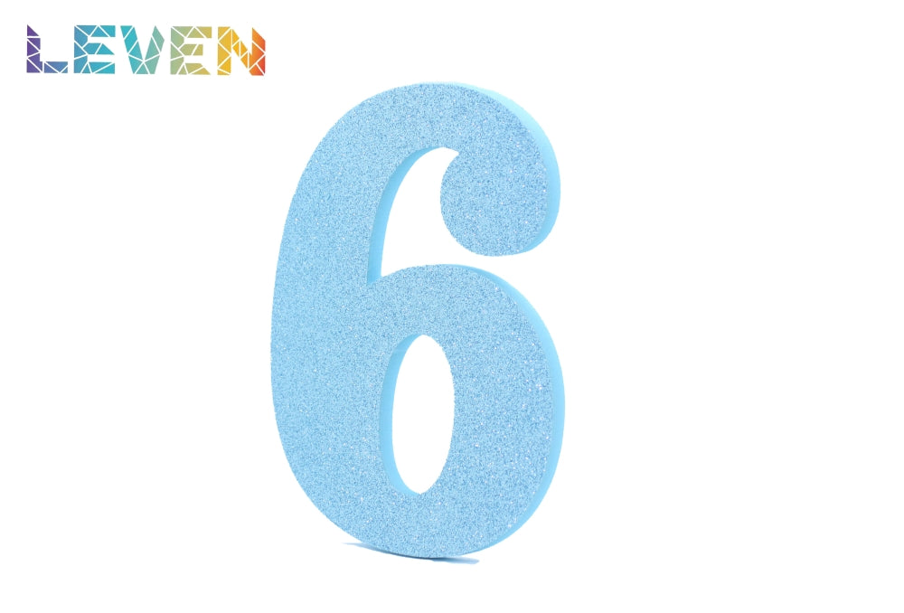Letras decorativas 15-20cm Celeste purpurina 6
