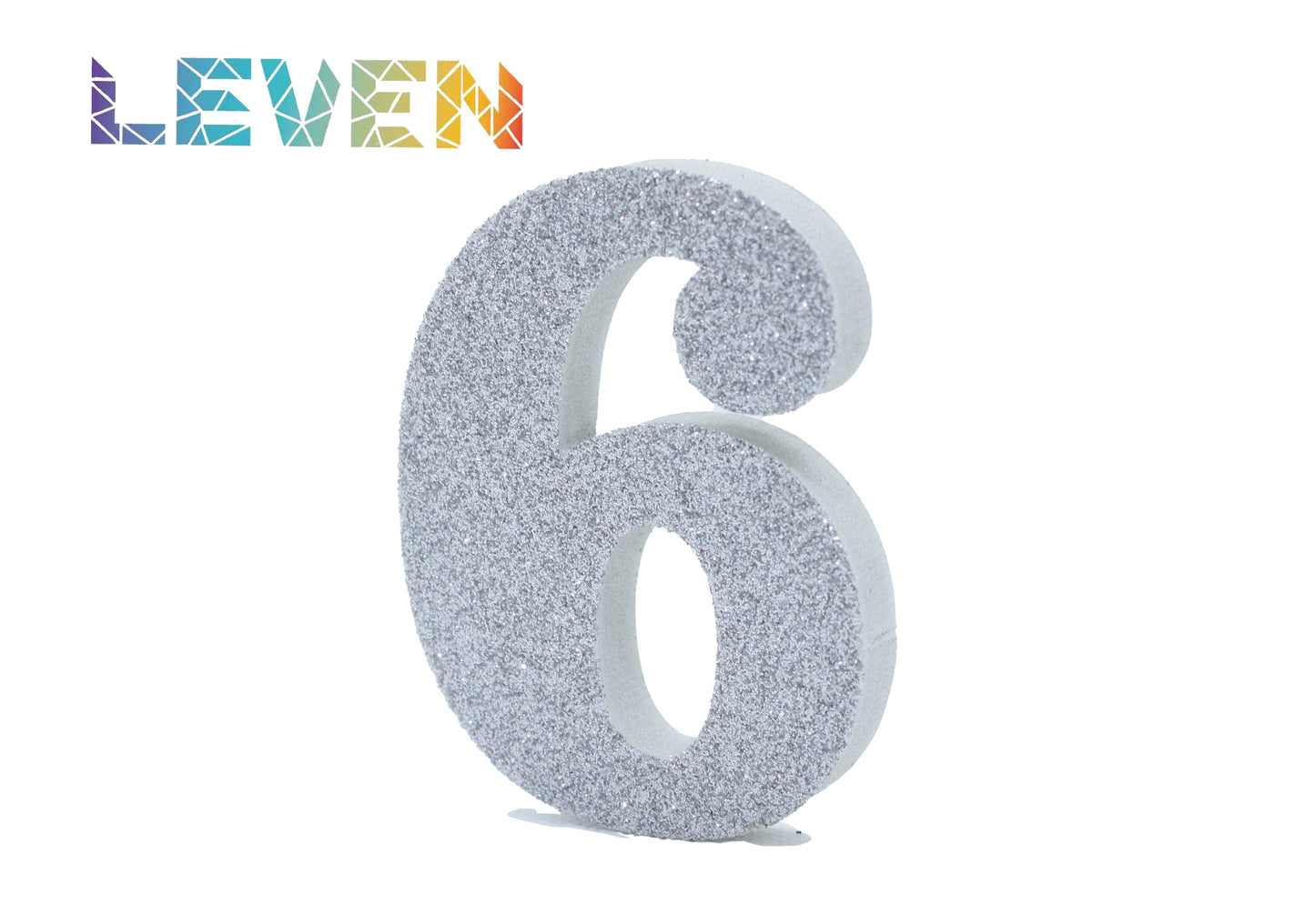Letras decorativas 7.5cm Plata purpurina 6