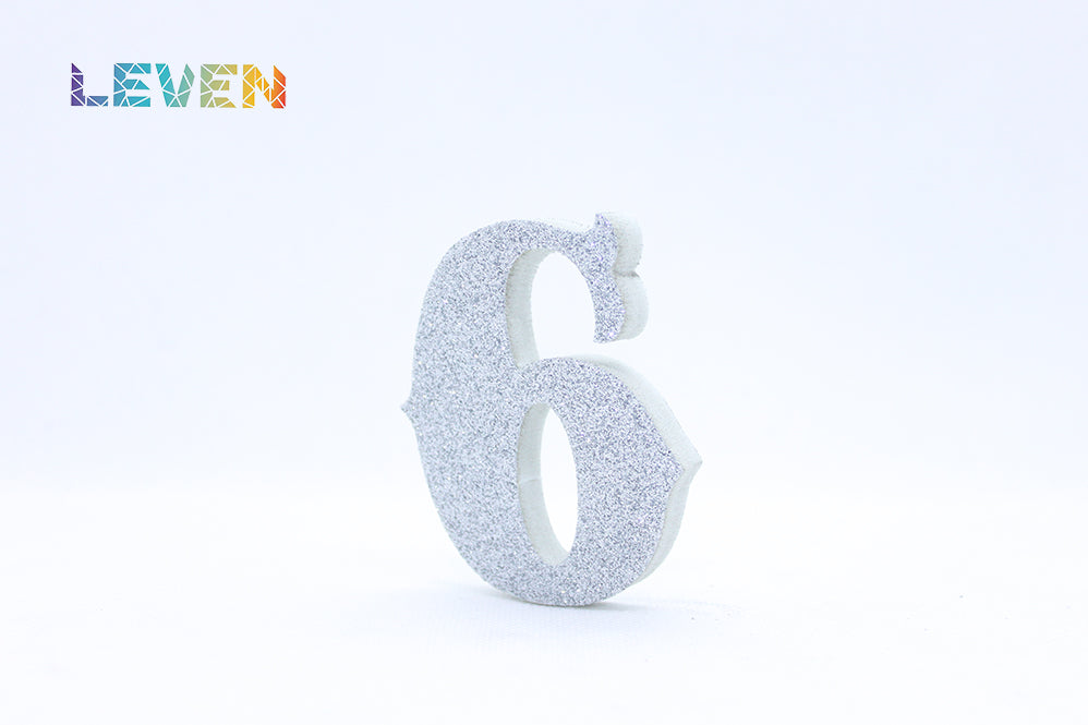 Letras decorativas 7cm Plata purpurina 6