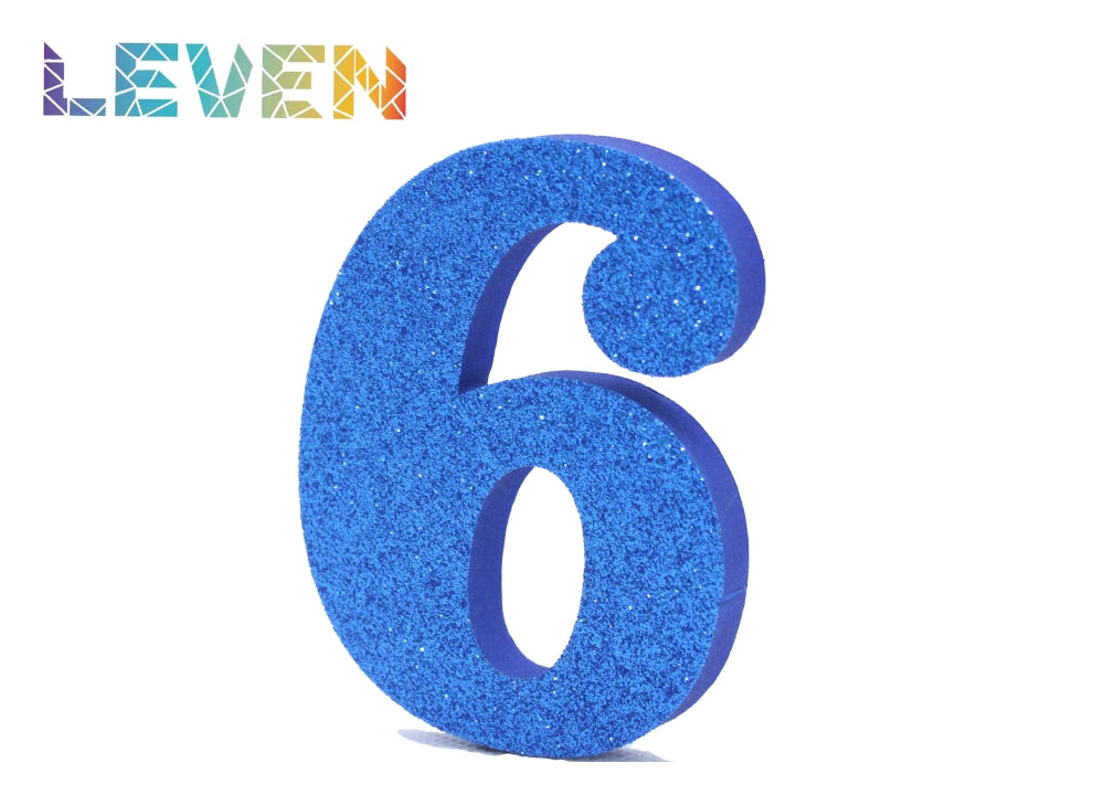 Letras decorativas 7.5cm Azul purpurina 6