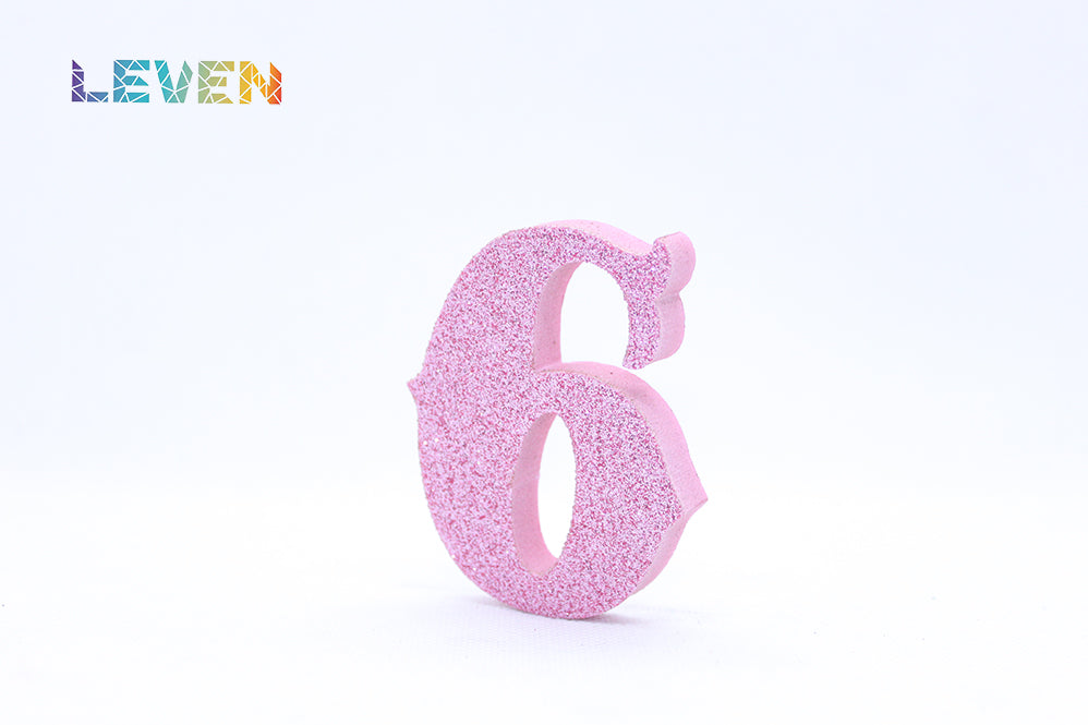 Letras decorativas 7cm Rosa purpurina 6
