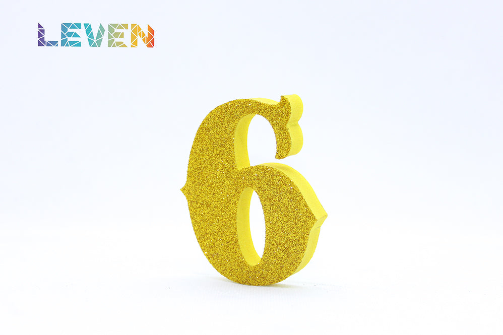 Letras decorativas 7cm Oro purpurina 6