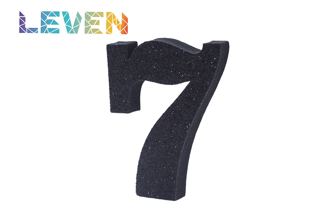 Letras decorativas 7.5cm Negro purpurina 7