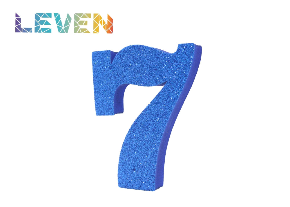 Letras decorativas 7.5cm Azul purpurina 7