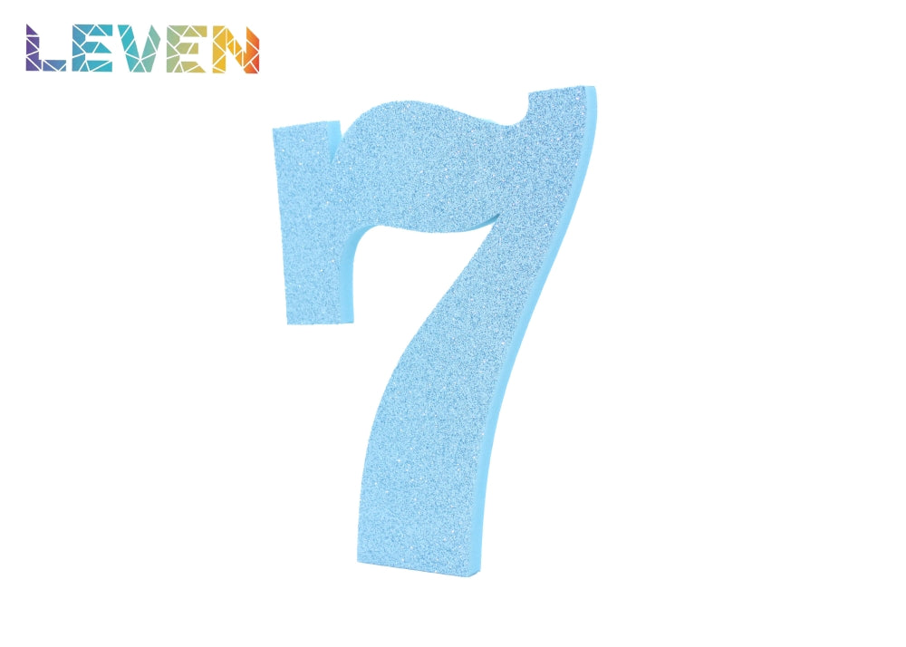 Letras decorativas 15-20cm Celeste purpurina 7