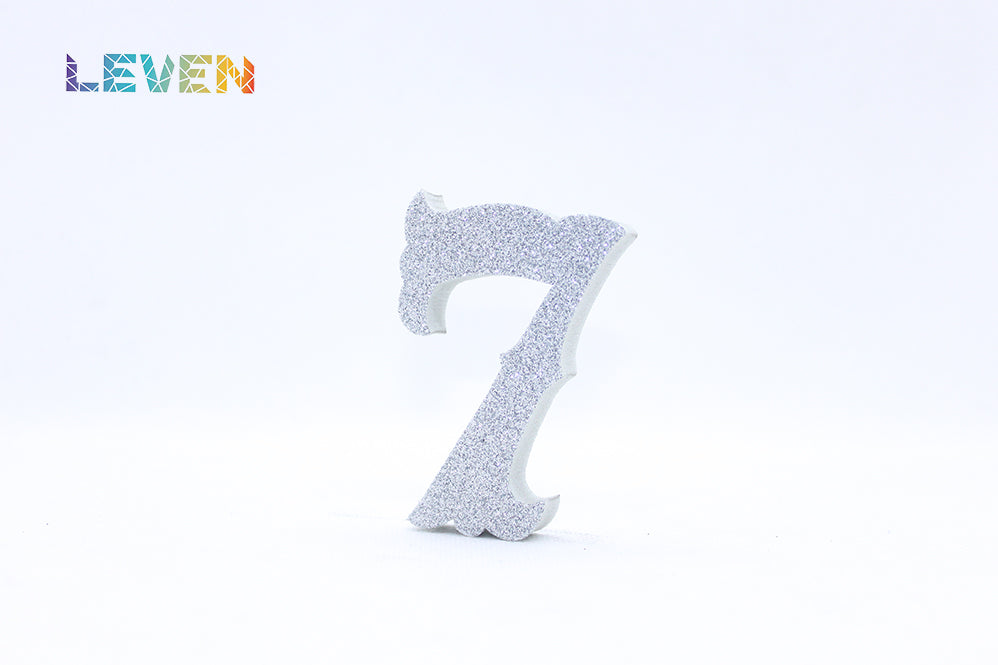 Letras decorativas 7cm Plata purpurina 7