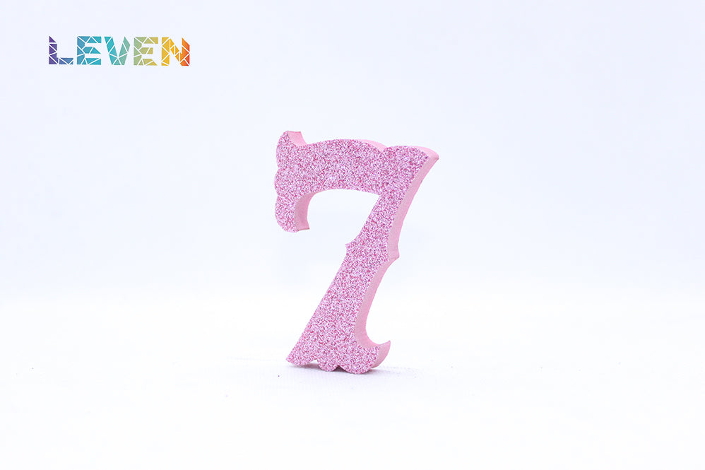 Letras decorativas 7cm Rosa purpurina 7