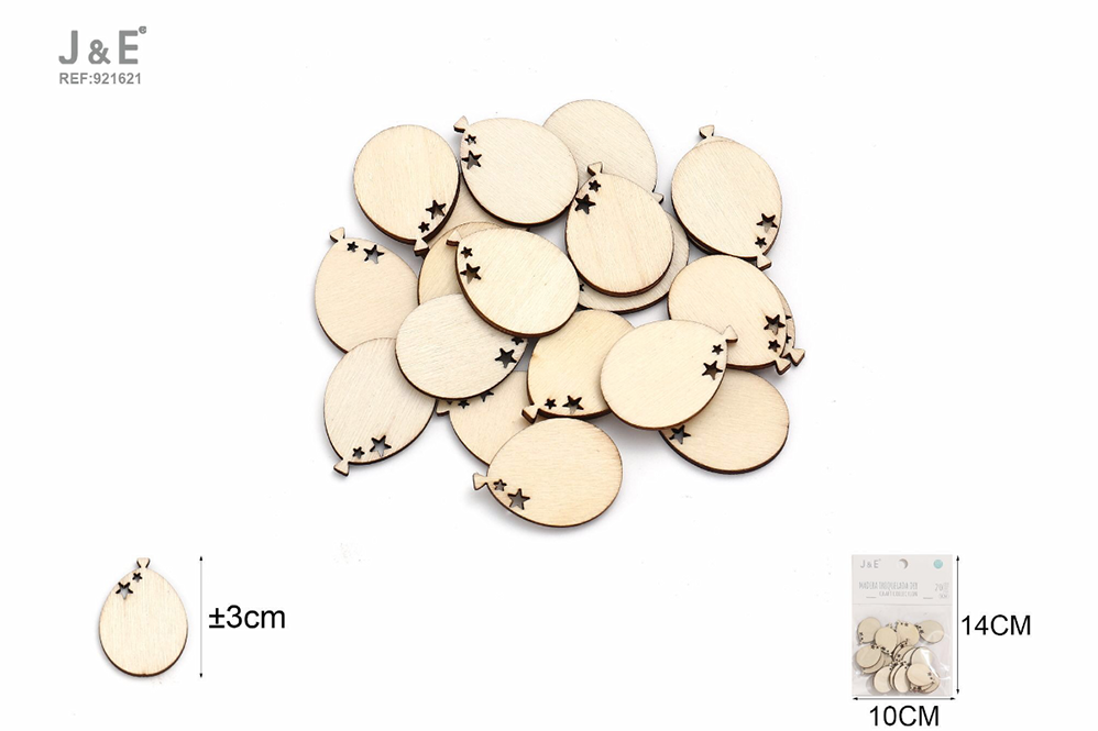 Figuritas madera globos con estrellas