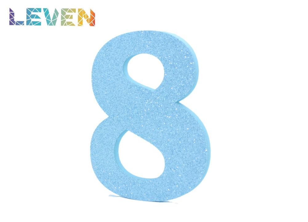 Letras decorativas 15-20cm Celeste purpurina 8