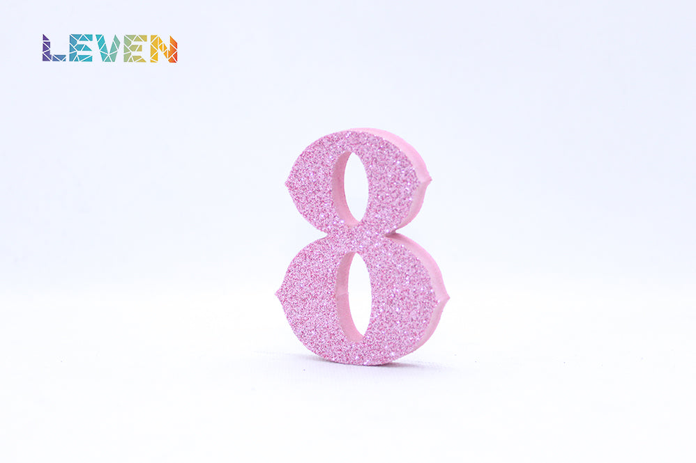 Letras decorativas 7cm Rosa purpurina 8
