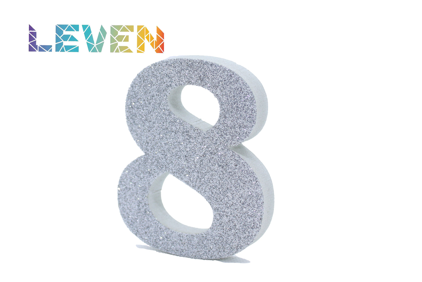 Letras decorativas 7.5cm Plata purpurina 8