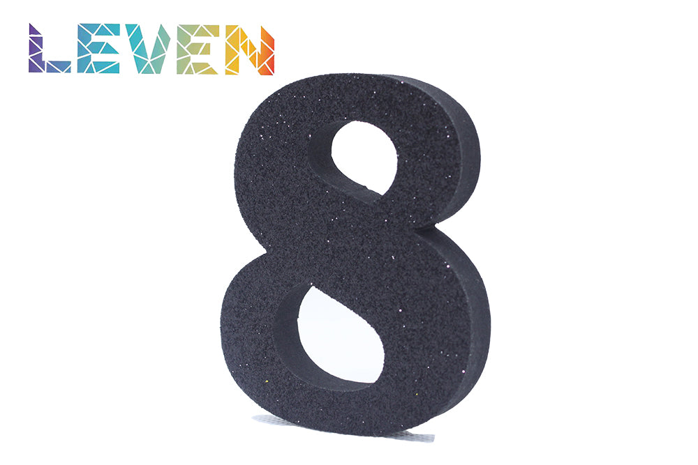 Letras decorativas 7.5cm Negro purpurina 8