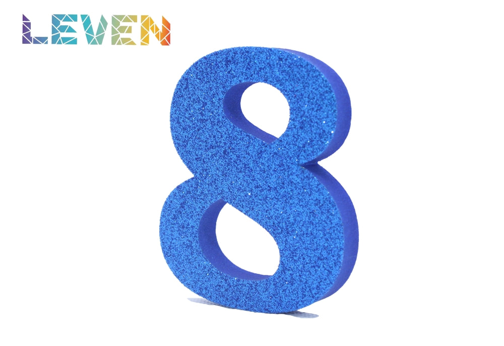 Letras decorativas 7.5cm Azul purpurina 8